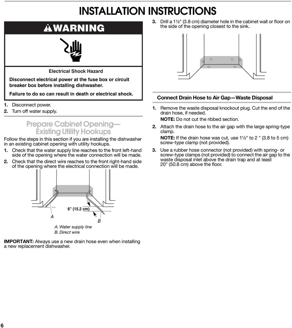 installation instructions undercounter dishwasher - Jenn-Air - Plomberie