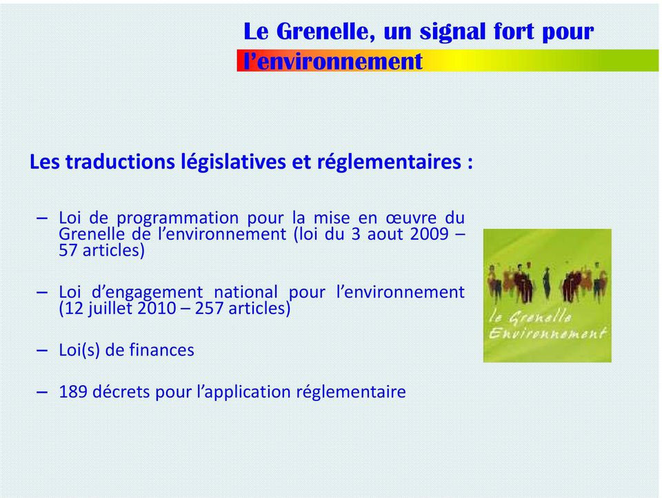 environnement (loi du 3 aout 2009 57 articles) Loi d engagement national pour l