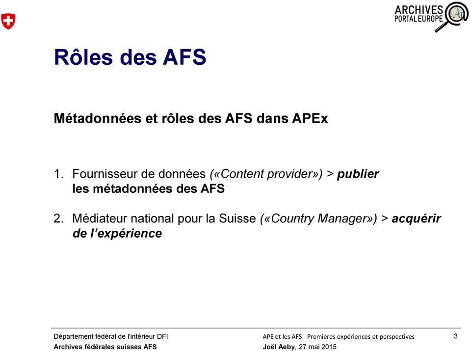 les métadonnées des AFS 2.