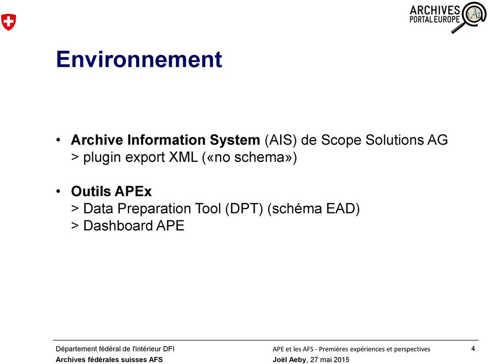 XML («no schema») Outils APEx > Data