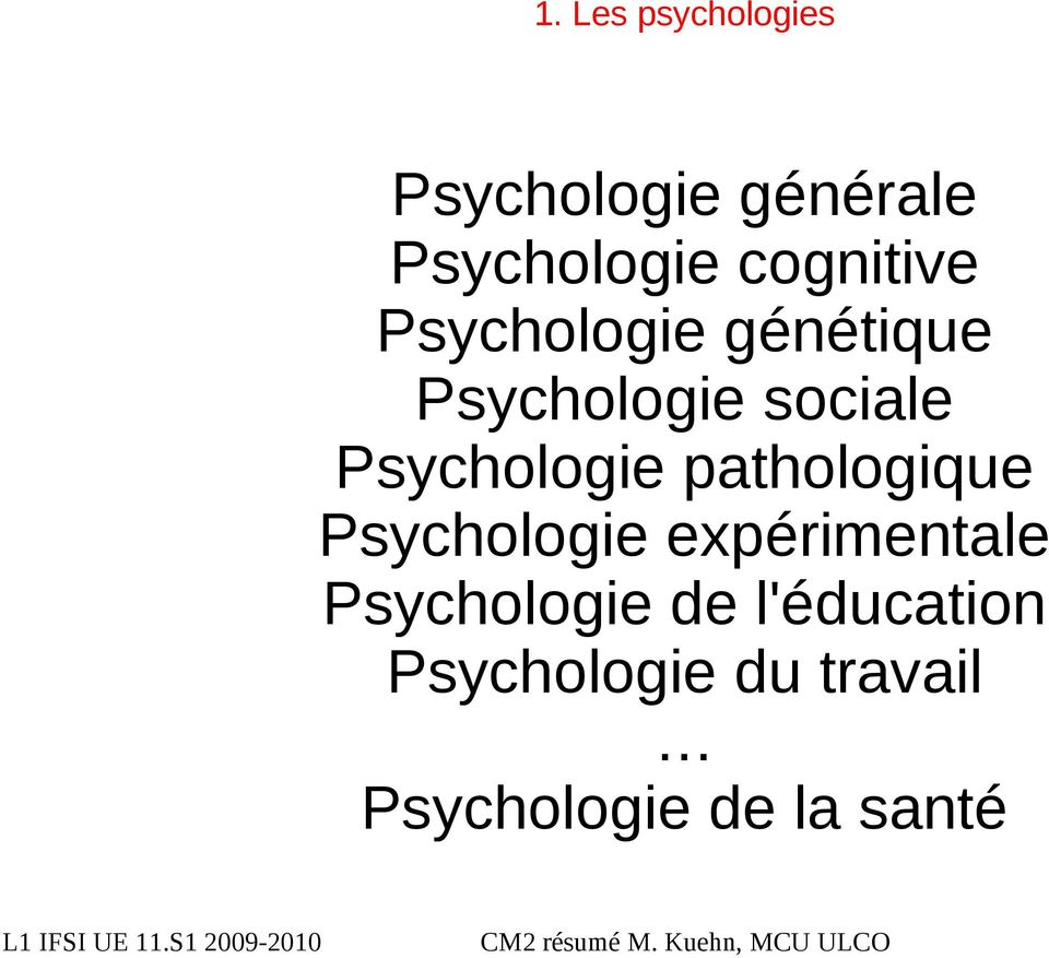 Psychologie pathologique Psychologie expérimentale
