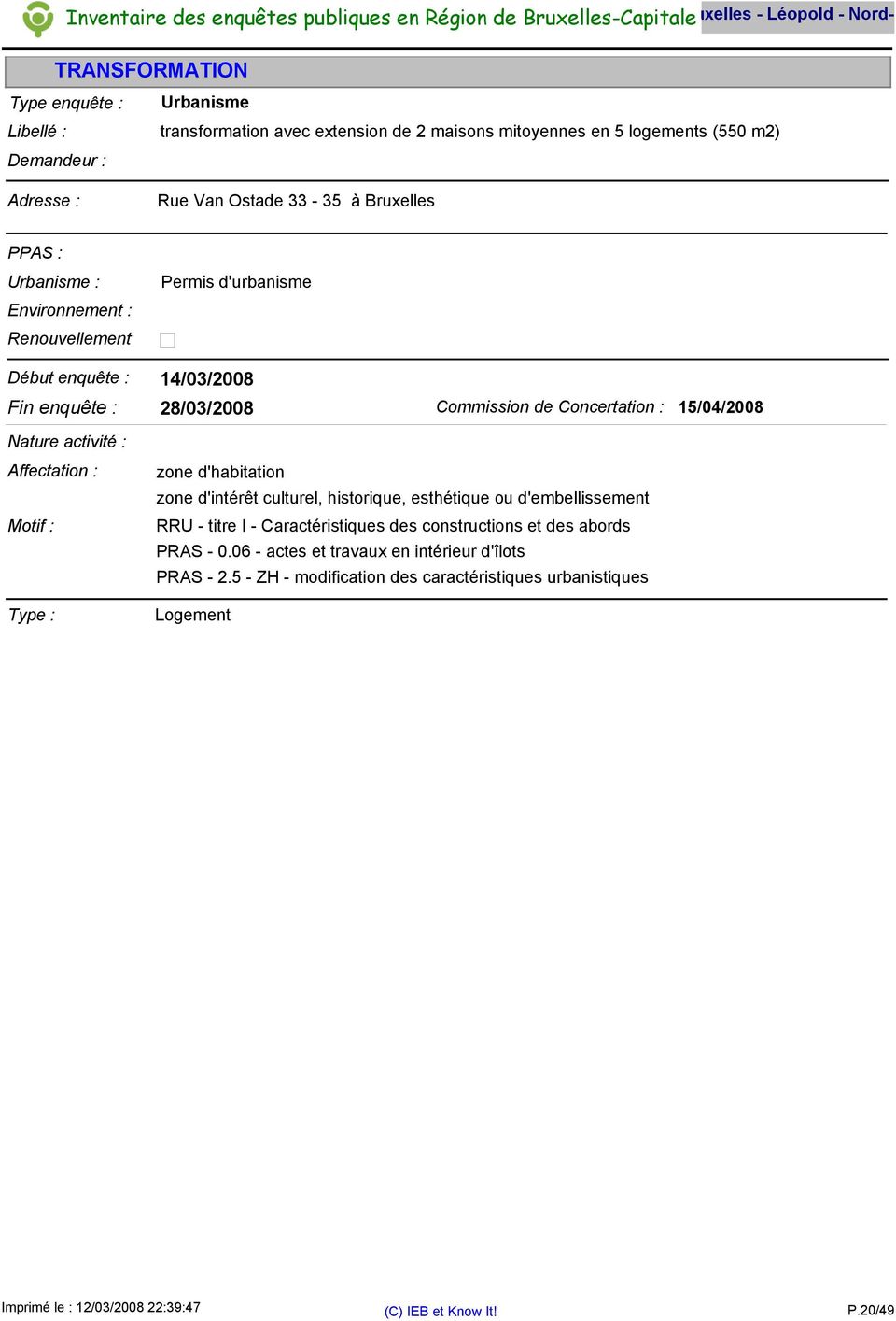 Concertation : 15/04/2008 RRU - titre I - Caractéristiques des constructions et des abords PRAS - 0.