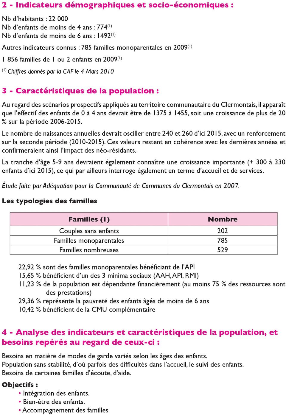 prospectifs appliqués au territoire communautaire du Clermontais, il apparaît que l effectif des enfants de 0 à 4 ans devrait être de 1375 à 1455, soit une croissance de plus de 20 % sur la période