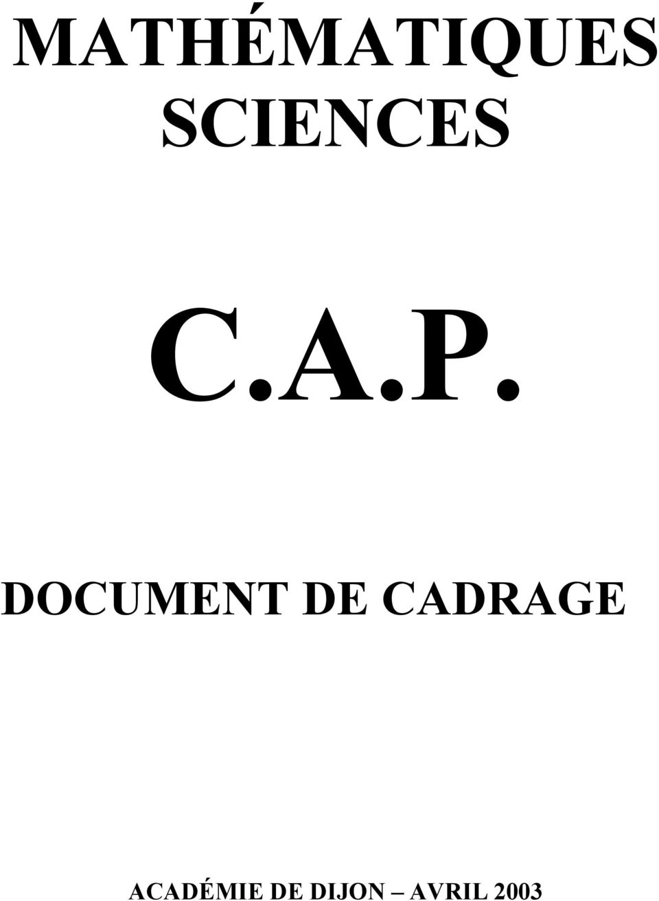 DOCUMENT DE CADRAGE