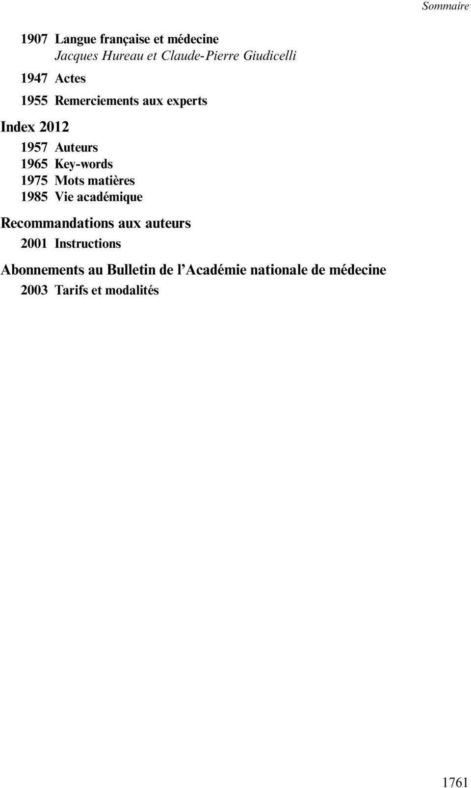 Mots matières 1985 Vie académique Recommandations aux auteurs 2001 Instructions