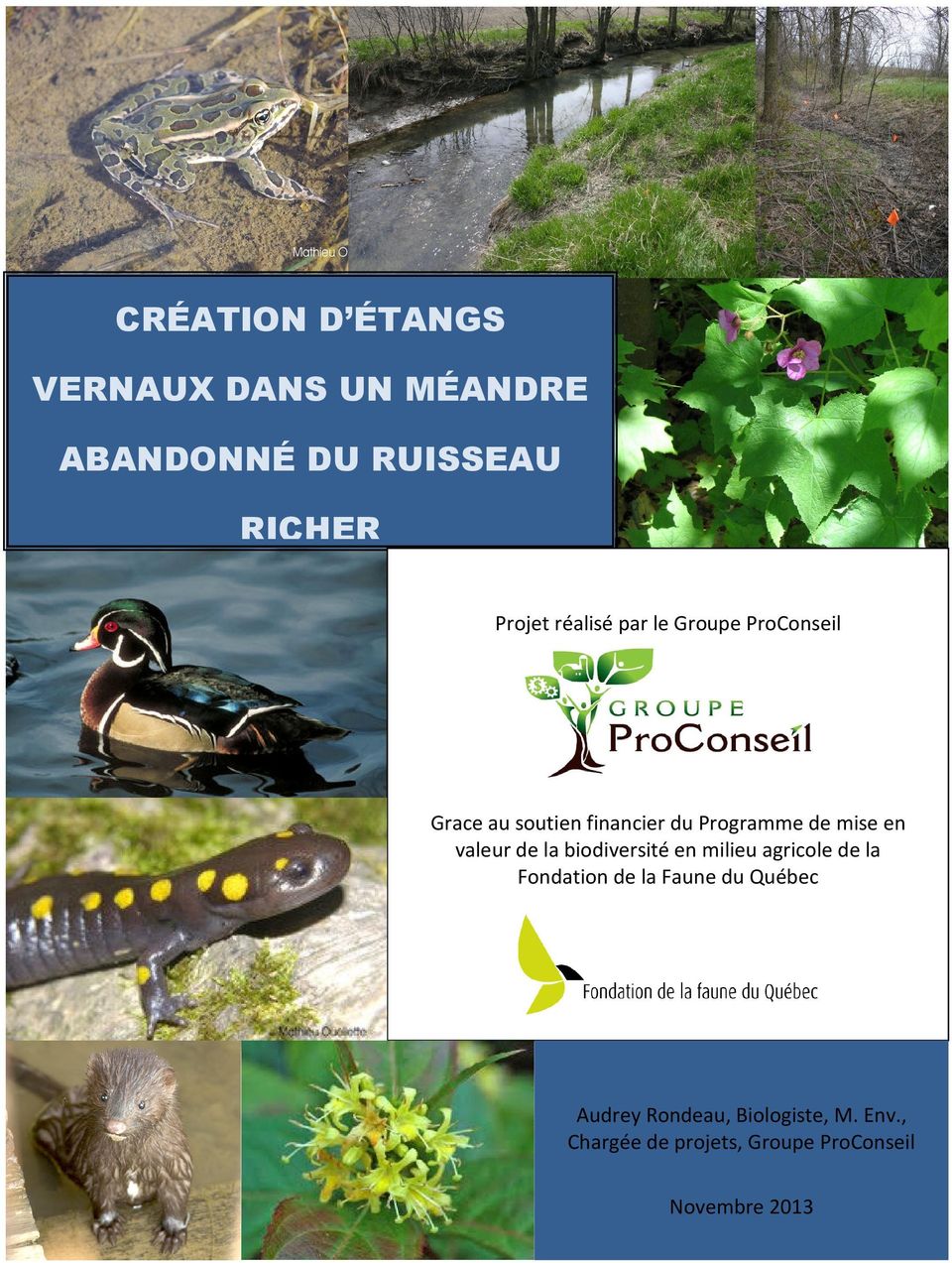valeur de la biodiversité en milieu agricole de la Fondation de la Faune du Québec