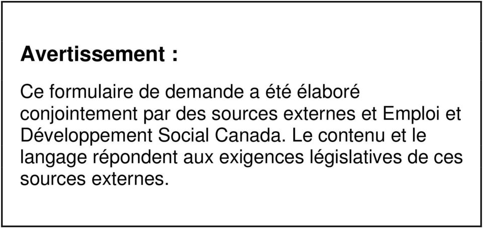 Développement Social Canada.