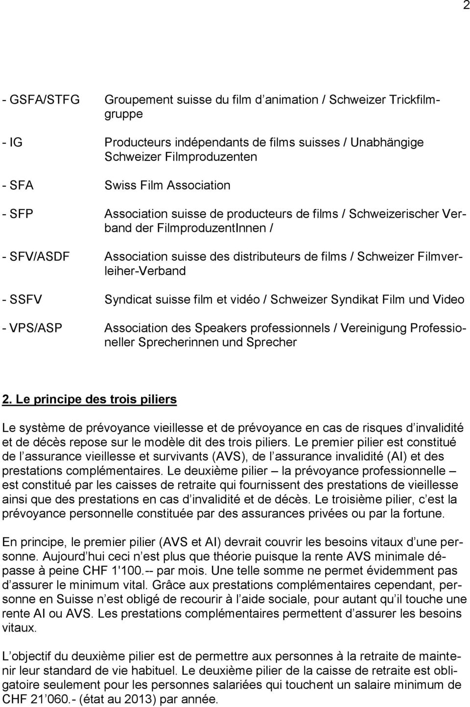 Syndicat suisse film et vidéo / Schweizer Syndikat Film und Video - VPS/ASP Association des Speakers professionnels / Vereinigung Professioneller Sprecherinnen und Sprecher 2.