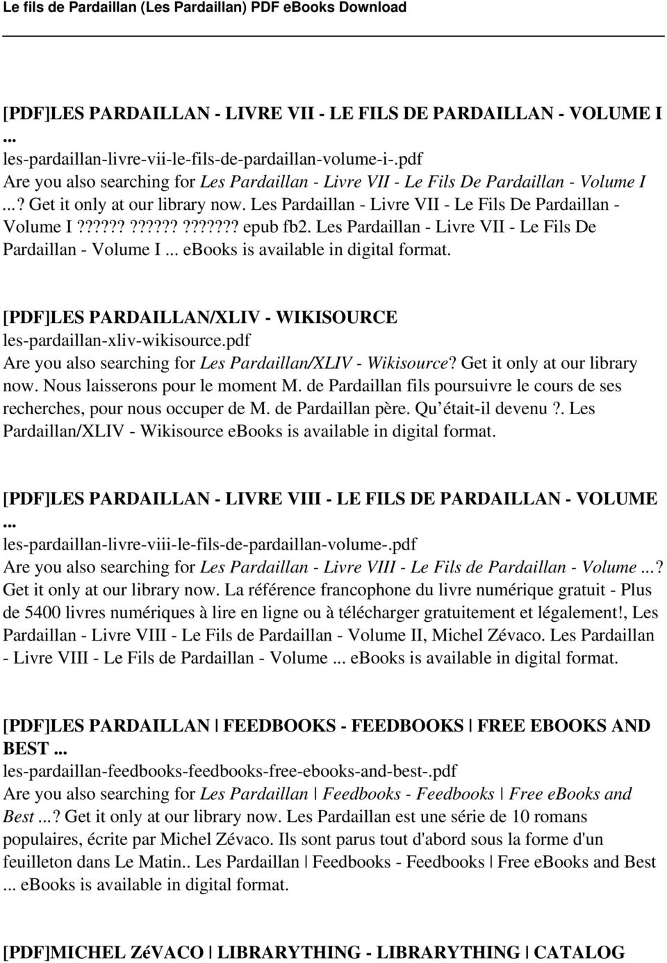Les Pardaillan - Livre VII - Le Fils De Pardaillan - Volume I ebooks is available in digital [PDF]LES PARDAILLAN/XLIV - WIKISOURCE les-pardaillan-xliv-wikisource.