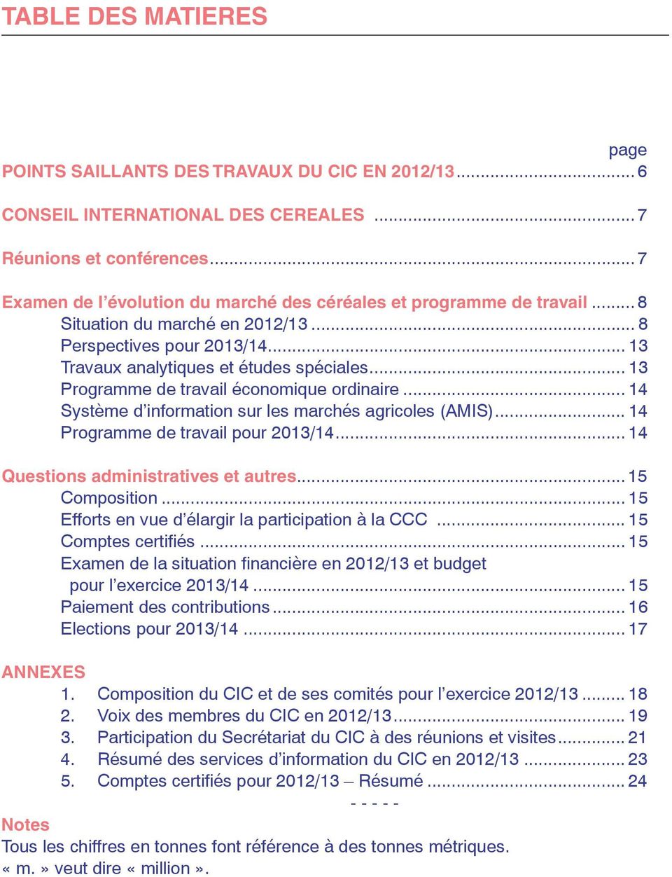 .. 13 Programme de travail économique ordinaire... 14 Système d information sur les marchés agricoles (AMIS)... 14 Programme de travail pour 2013/14... 14 Questions administratives et autres.
