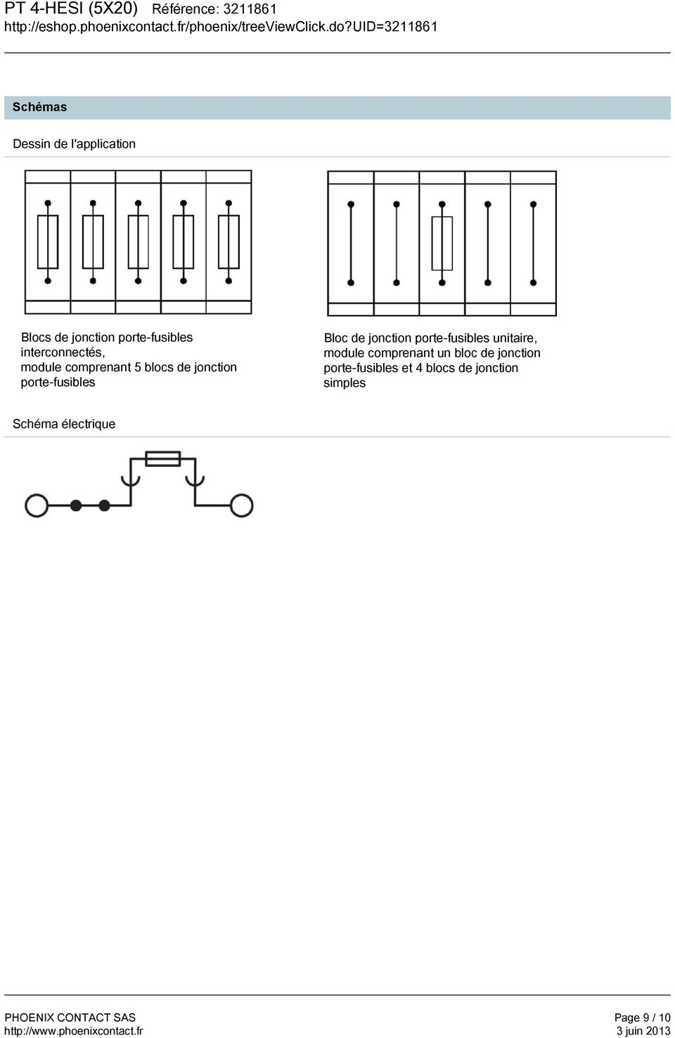 jonction porte-fusibles unitaire, module comprenant un bloc de jonction