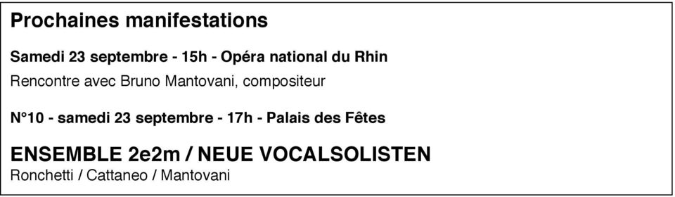 compositeur N 10 - samedi 23 septembre - 17h - Palais des