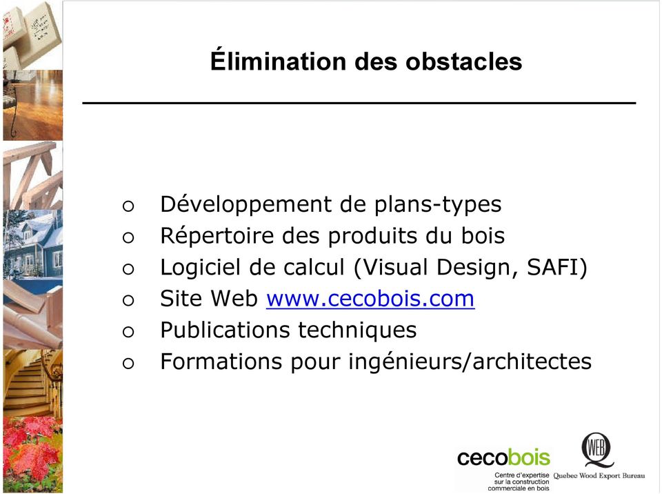 de calcul (Visual Design, SAFI) Site Web www.cecobois.