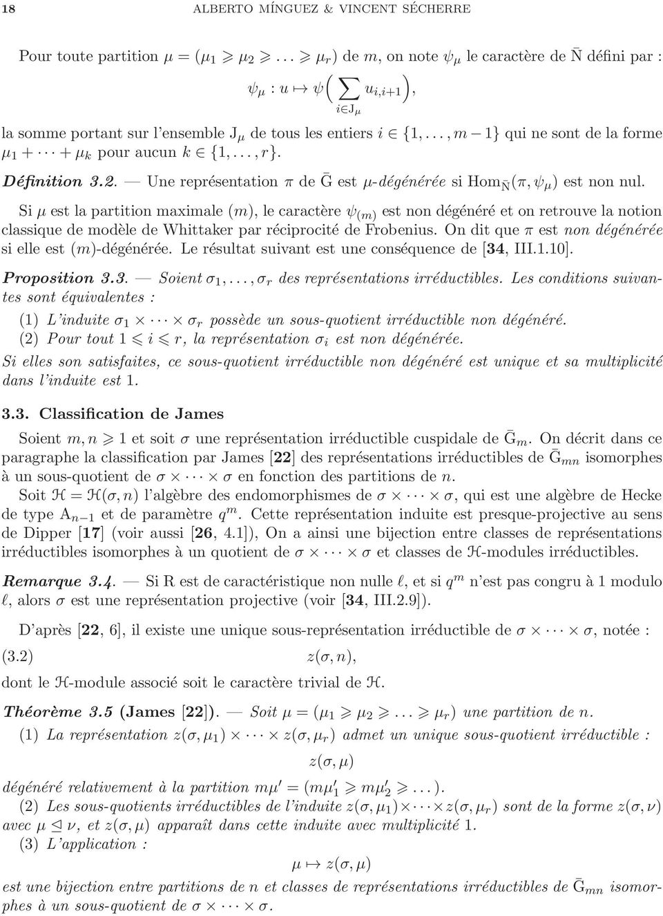 ..,m 1} qui ne sont de la forme µ 1 + +µ k pour aucun k {1,...,r}. Définition 3.2. Une représentation π de Ḡ est µ-dégénérée si Hom N (π,ψ µ) est non nul.