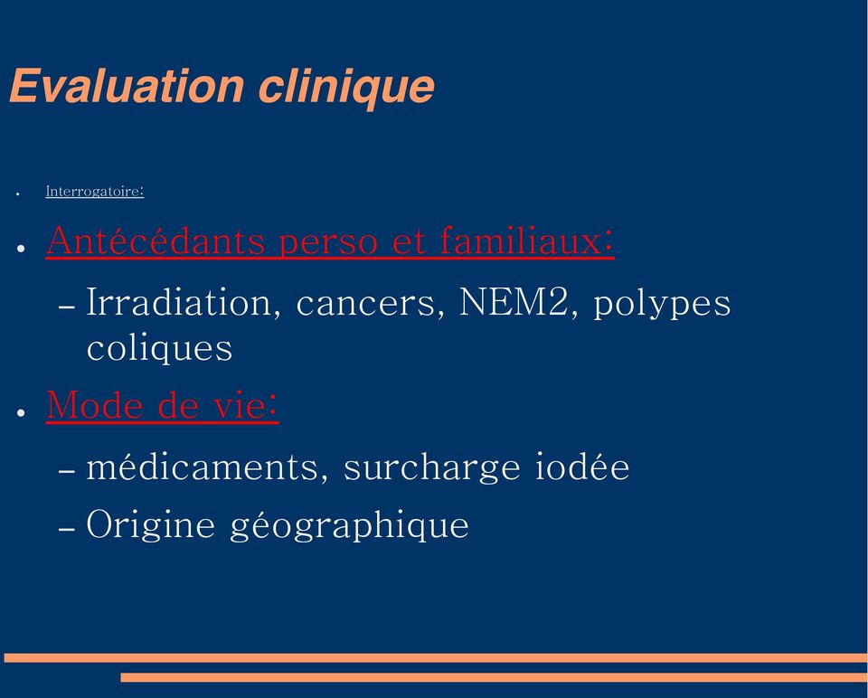 Irradiation, cancers, NEM2, polypes
