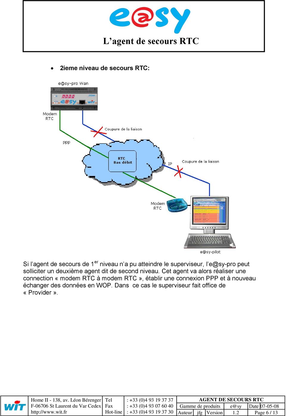 Cet agent va alors réaliser une connection «modem RTC à modem RTC», établir une connexion PPP et