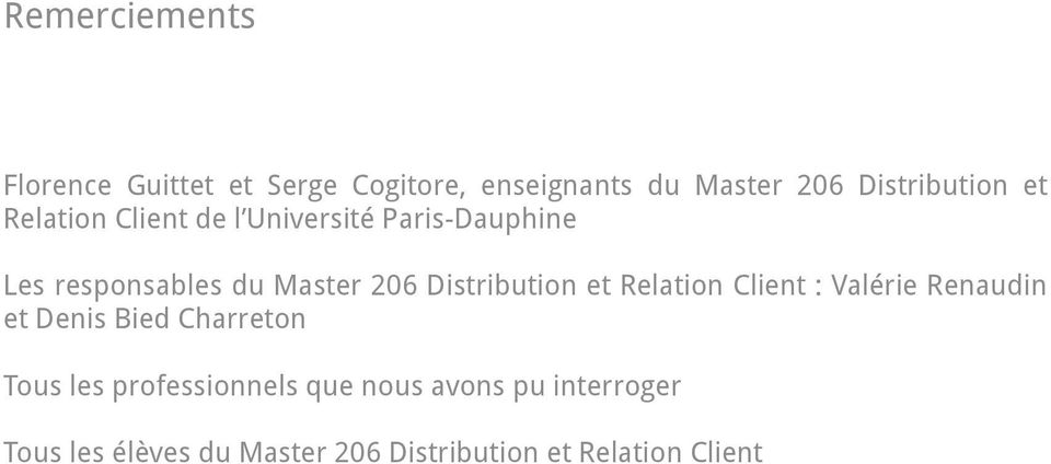 Distribution et Relation Client : Valérie Renaudin et Denis Bied Charreton Tous les