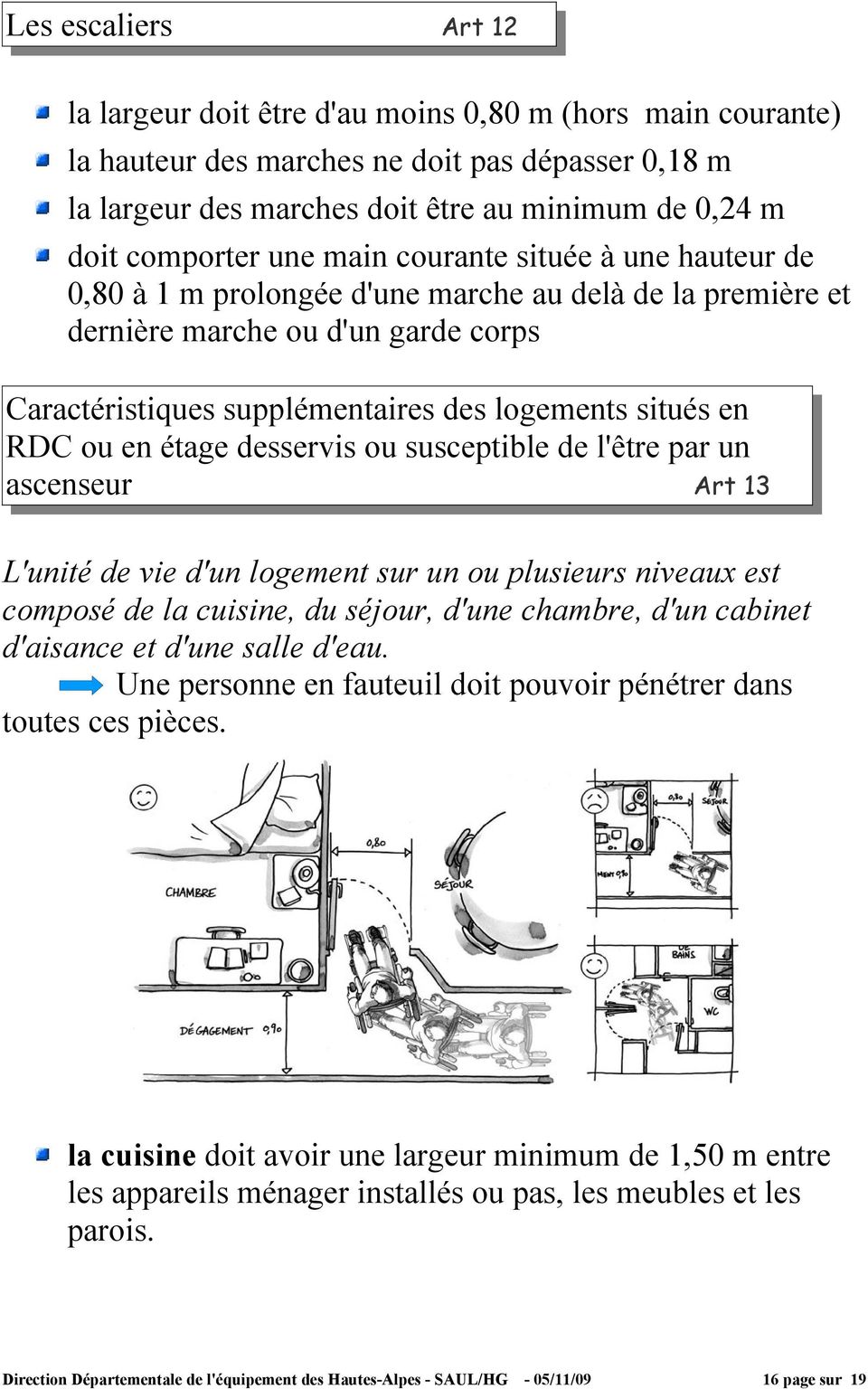 situés en RDC ou en étage desservis ou susceptible de l'être par un ascenseur Art 13 L'unité de vie d'un logement sur un ou plusieurs niveaux est composé de la cuisine, du séjour, d'une chambre, d'un