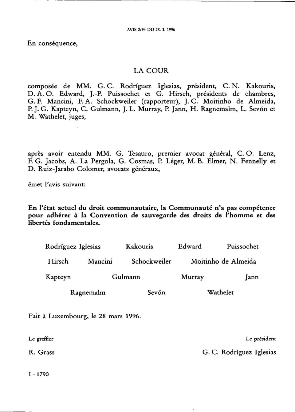 O. Lenz, F. G. Jacobs, A. La Pergola, G. Cosmas, P. Léger, M. B. Elmer, N. Fennelly et D.