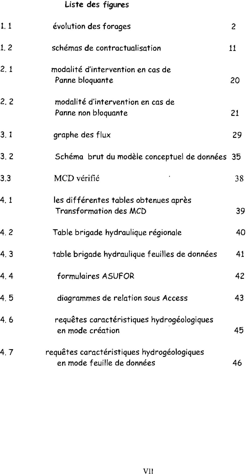 1 les différentes tables obtenues après Transformation des MCD 39 4. 2 Table brigade hydraulique régionale 40 4. 3 table brigade hydraulique feuilles de données 41 4.