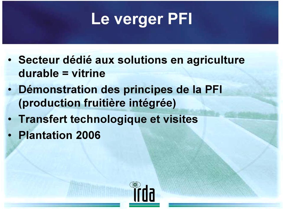 principes de la PFI (production fruitière