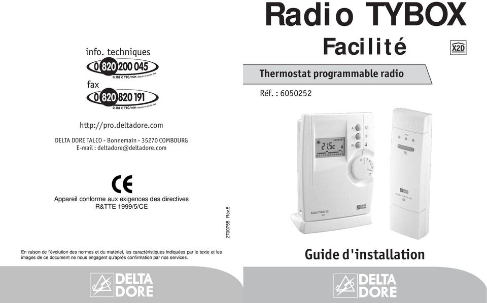 Radio TYBOX. Facilité. Guide d'installation. Thermostat programmable radio.  Réf. : - PDF Free Download