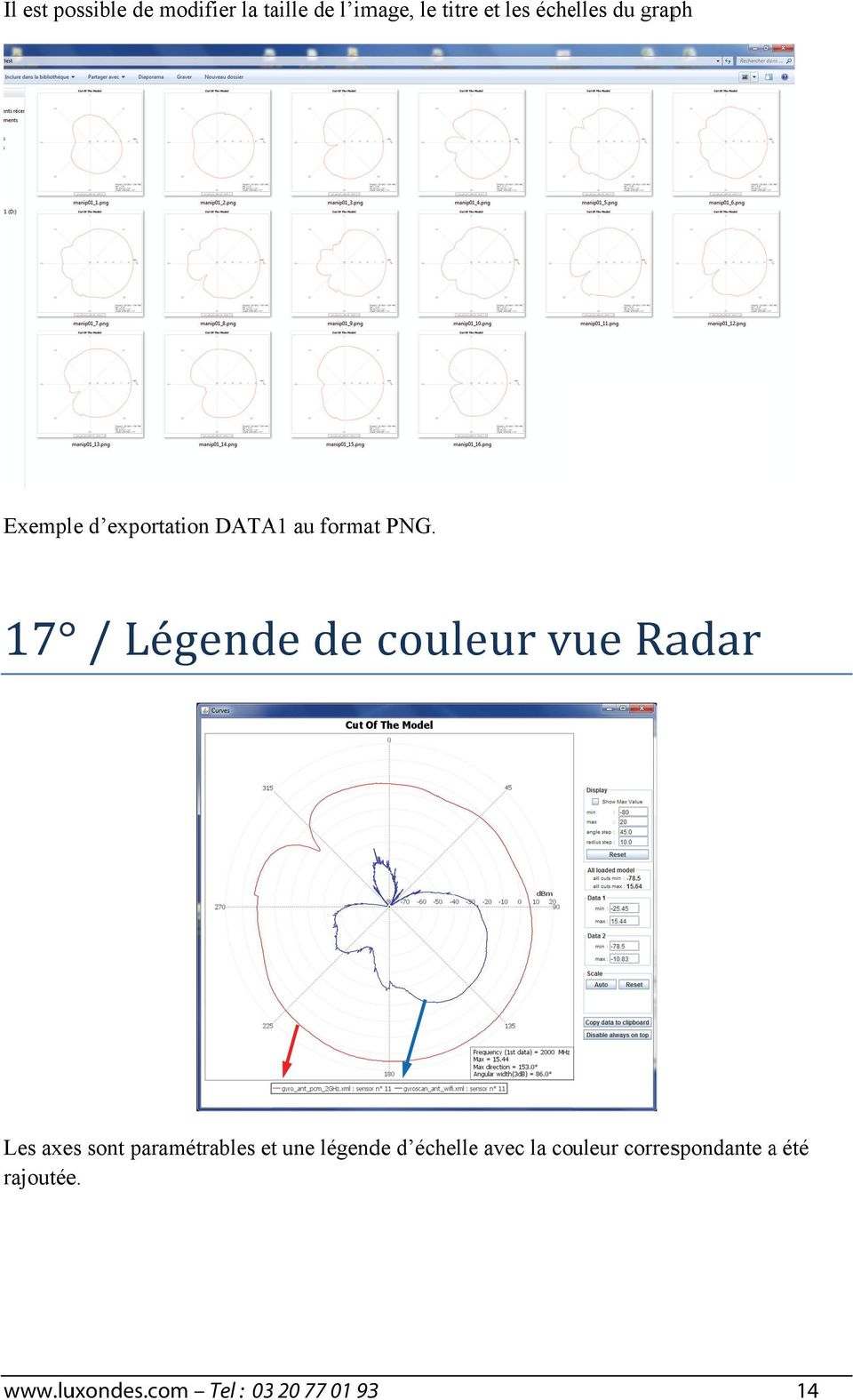 17 / Légende de couleur vue Radar Les axes sont paramétrables ett