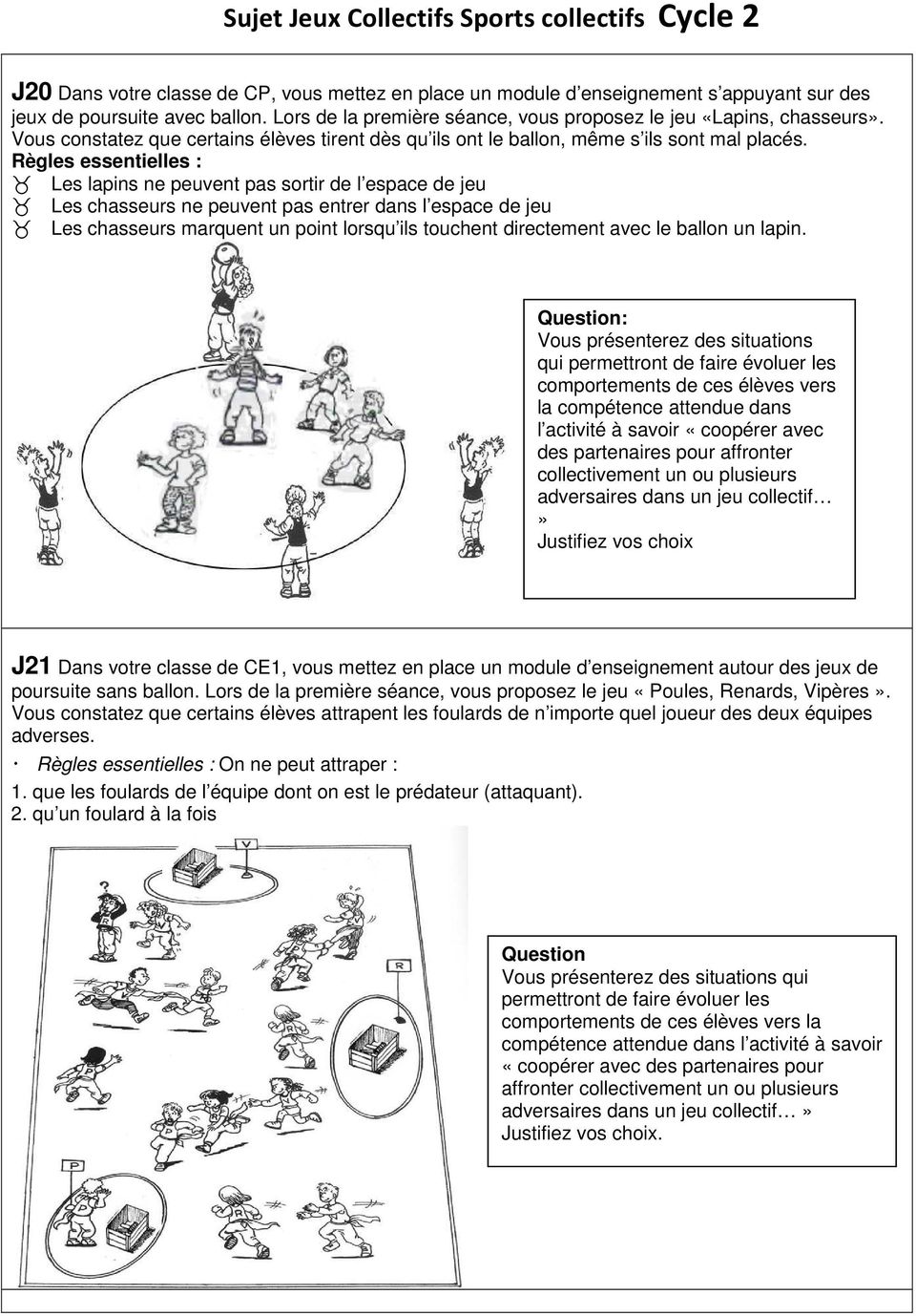 Sujet Jeux Collectifs Sports collectifs Cycle 1 - PDF Free Download