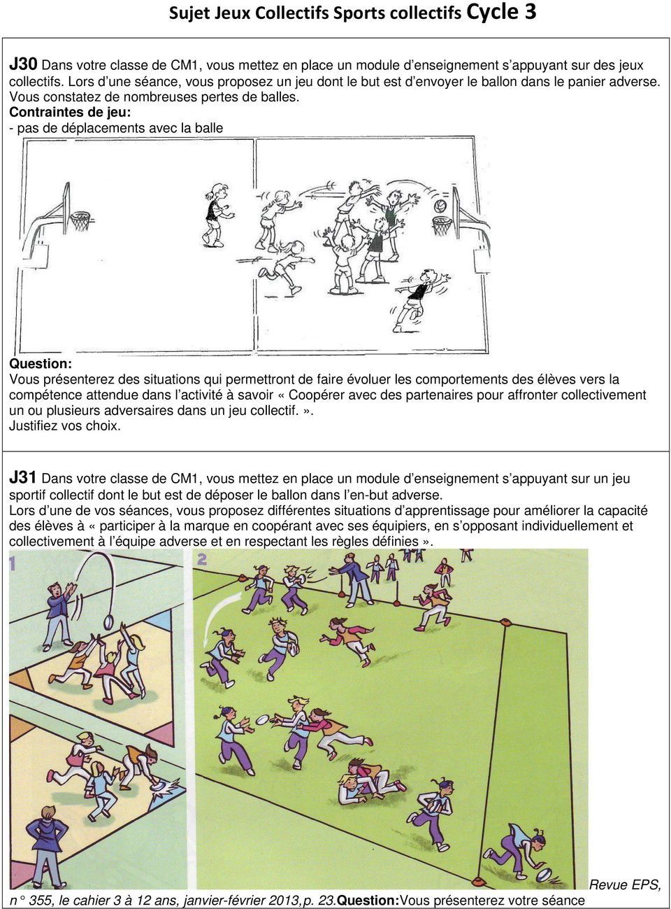 Sujet Jeux Collectifs Sports Collectifs Cycle 1 Pdf Free Download
