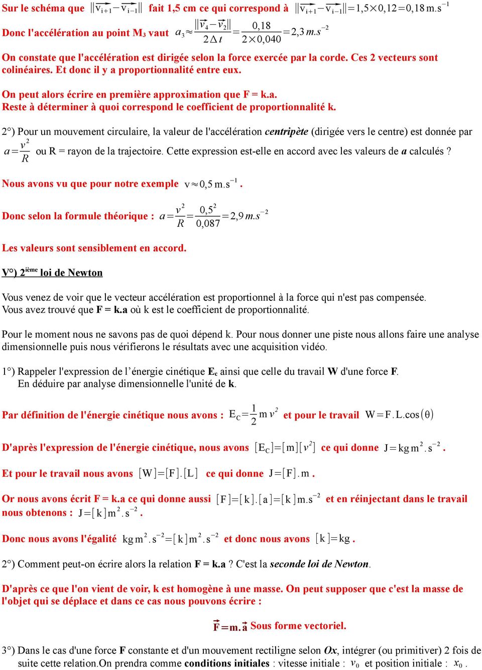 TP 9: Vecteur vitesse v et vecteur accélération a Seconde loi de Newton -  Correction. Sens du mouvement M 4 M 5 - PDF Free Download