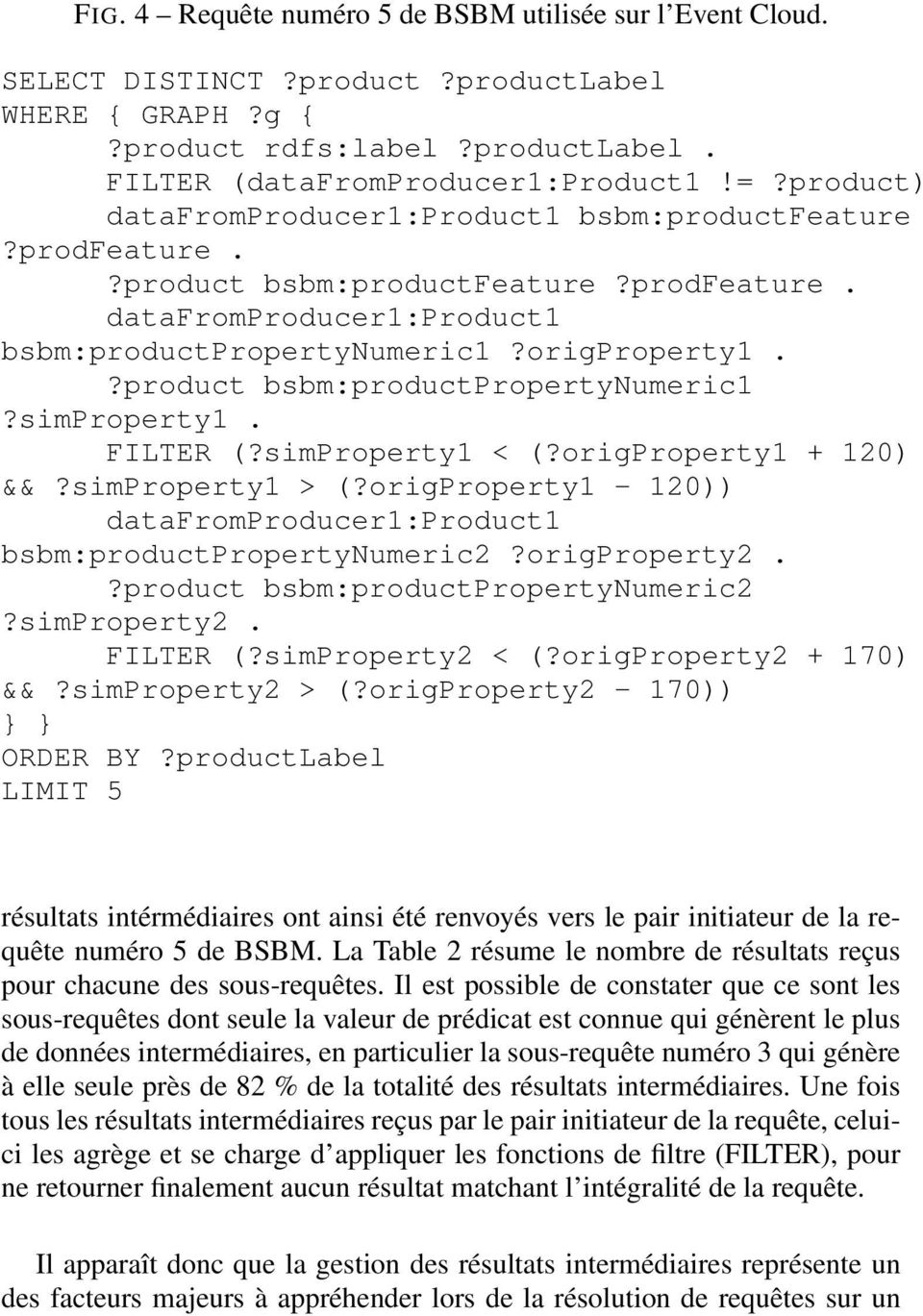 ?product bsbm:productpropertynumeric1?simproperty1. FILTER (?simproperty1 < (?origproperty1 + 120) &&?simproperty1 > (?origproperty1-120)) datafromproducer1:product1 bsbm:productpropertynumeric2?