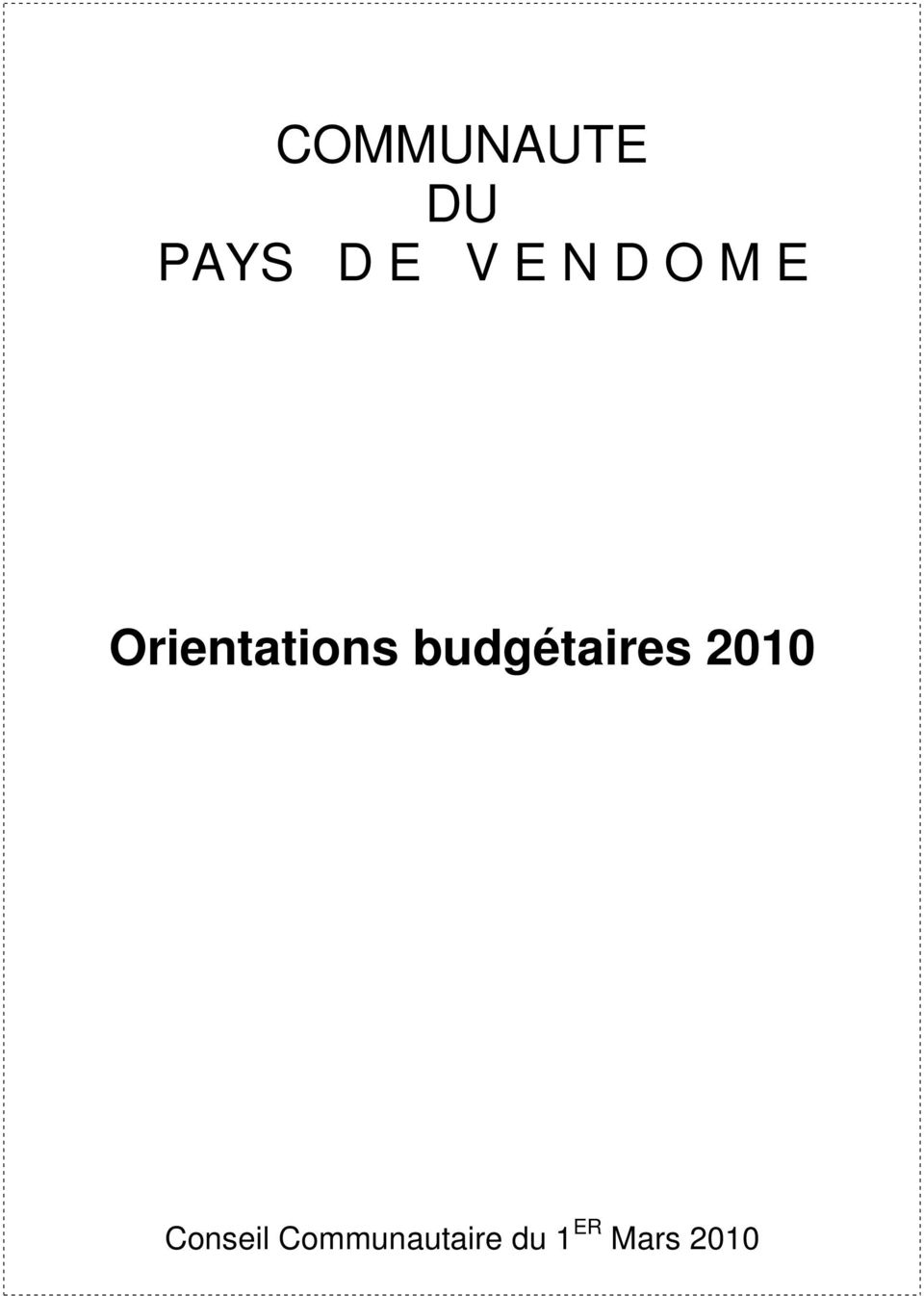 budgétaires 2010 Conseil