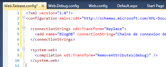 Web.Config Gestion des configurations : Web.