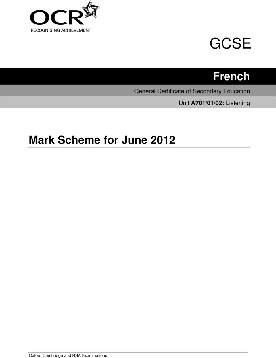 Listening Mark Scheme for June 202