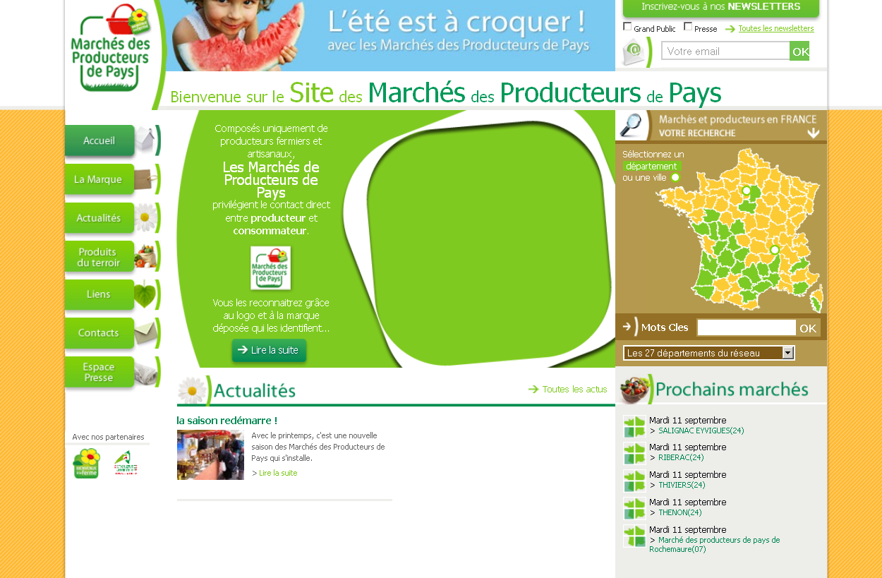 Un site internet relooké en 2010 www.marches-producteurs.