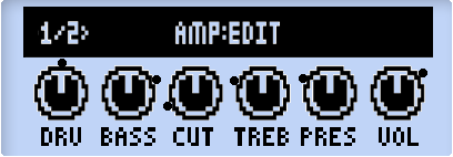Modèles de types Amp, Cab et Mic Noms des réglages d amplificateurs Selon le modèle d ampli, les boutons Amp Tone possèdent des noms différents dans l écran Amp : Edit.