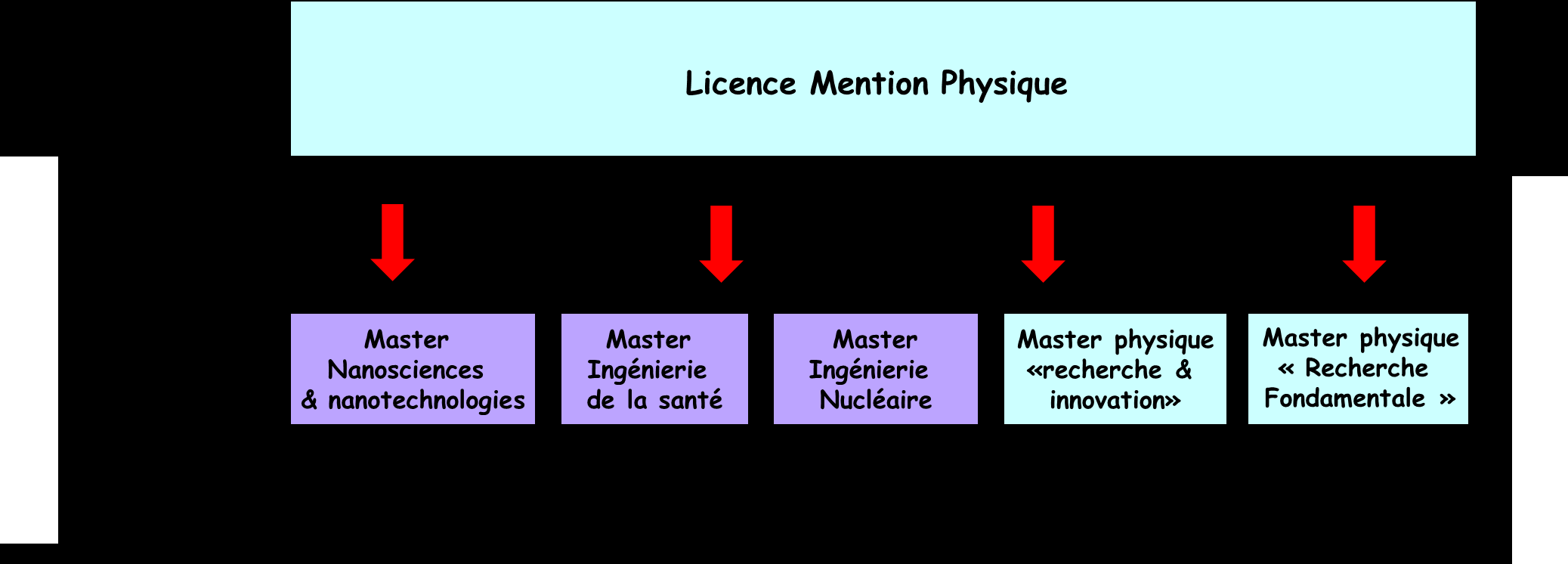 Master à Grenoble Physique Fondamentale: Astrophysique, Matière complexe & matière vivante, Matière quantique, Physique subatomique et cosmologie.
