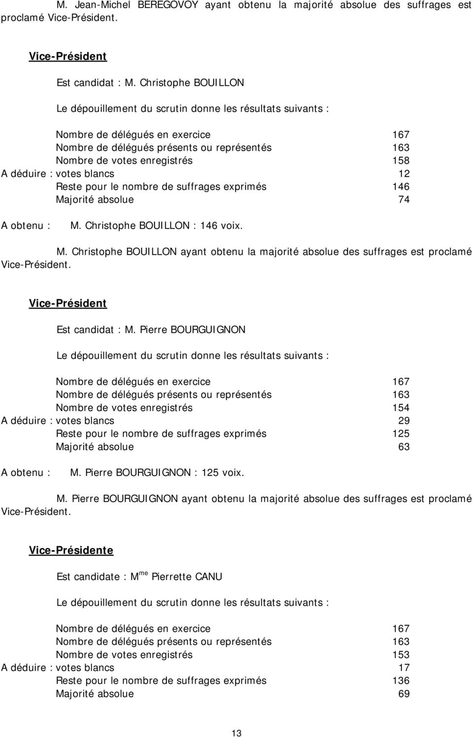 jorité absolue 74 M. Christophe BOUILLON : 146 voix. M. Christophe BOUILLON ayant obtenu la majorité absolue des suffrages est proclamé Est candidat : M.