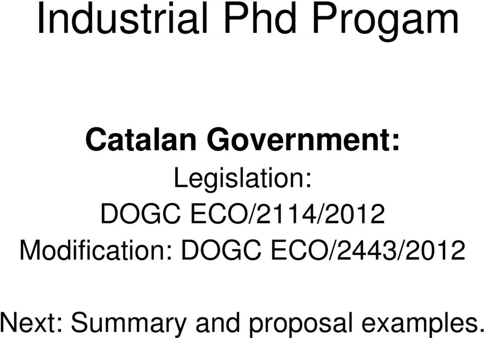 ECO/2114/2012 Modification: DOGC