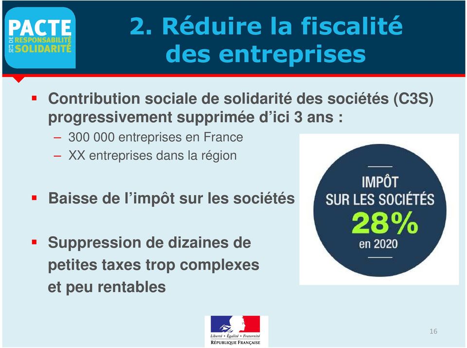 entreprises en France XX entreprises dans la région Baisse de l impôt sur
