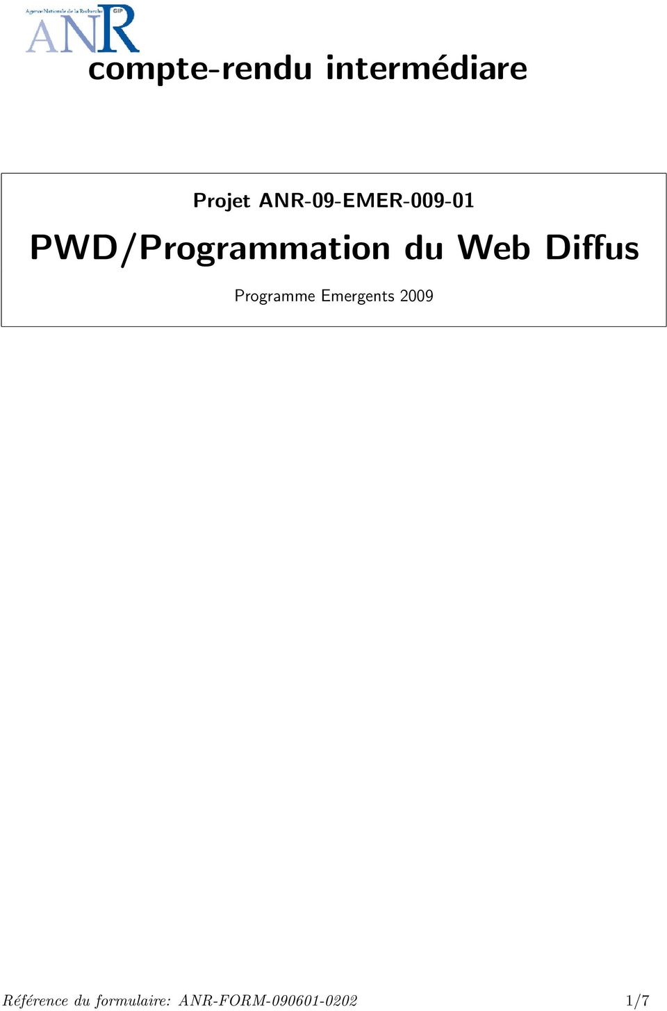 Web Diffus Programme Emergents 2009