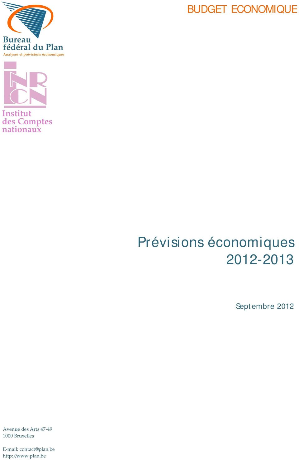 économiques 2012-2013 Septembre 2012 Avenue des Arts
