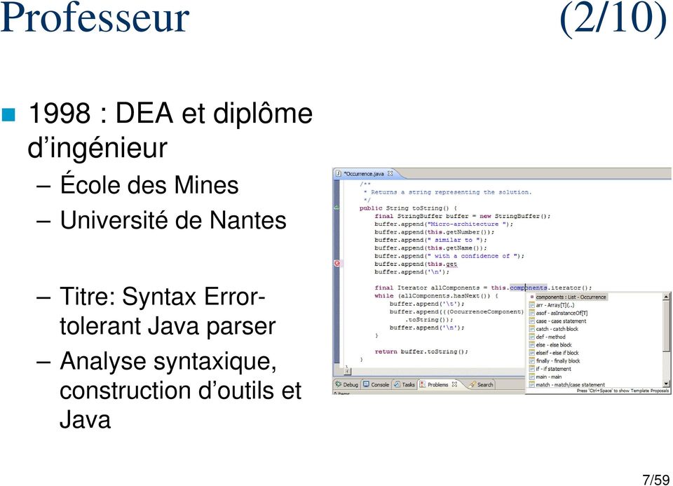 Nantes Titre: Syntax Errortolerant Java