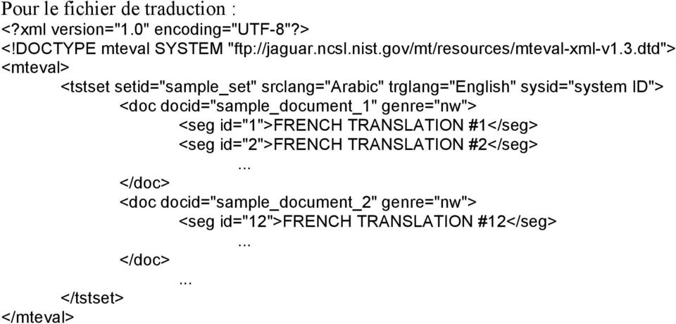 id="1">french TRANSLATION #1</seg> <seg id="2">french