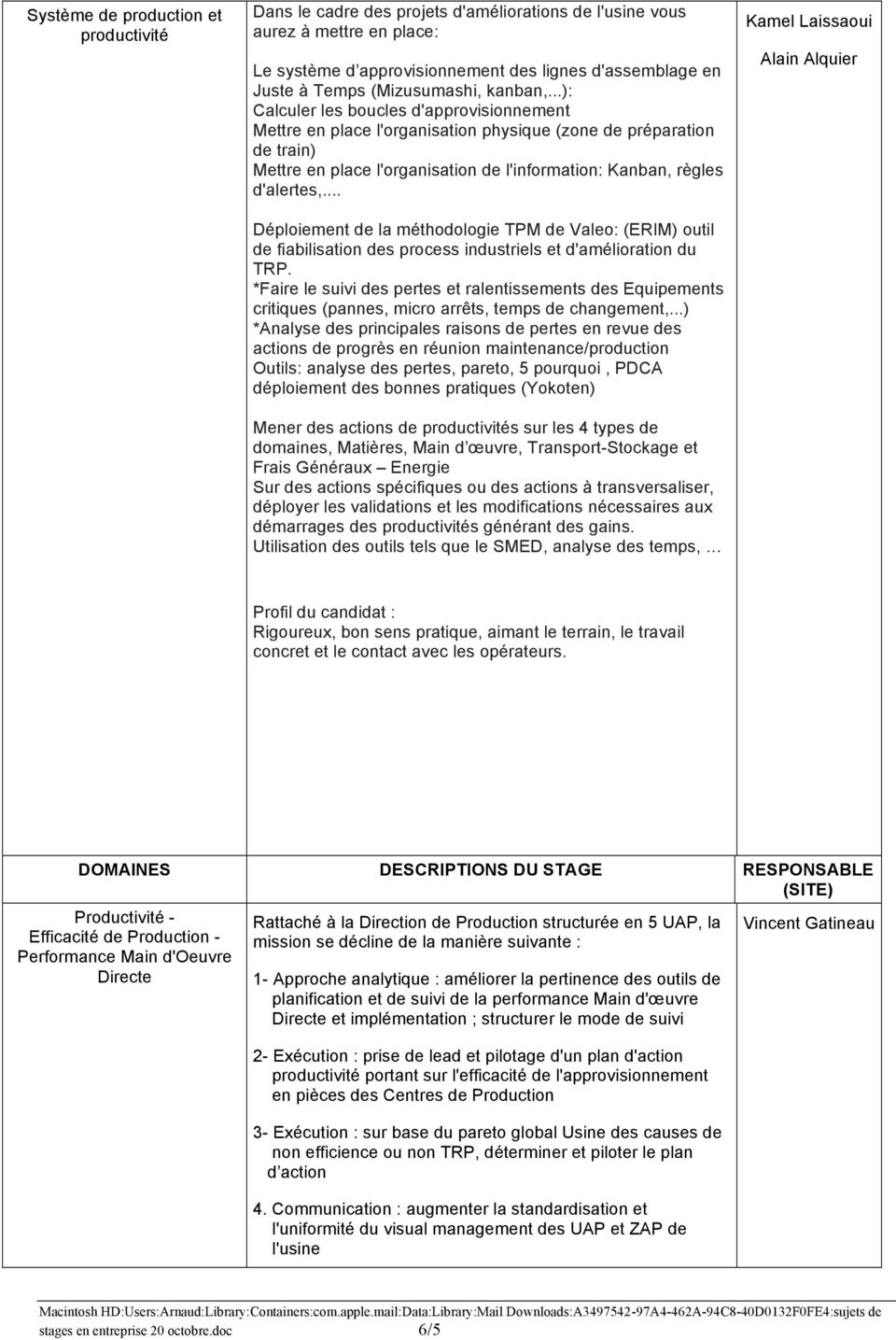 SUJETS DE STAGE OU DE VOLONTARIAT INTERNATIONAL EN ENTREPRISE (VIE) - PDF  Téléchargement Gratuit