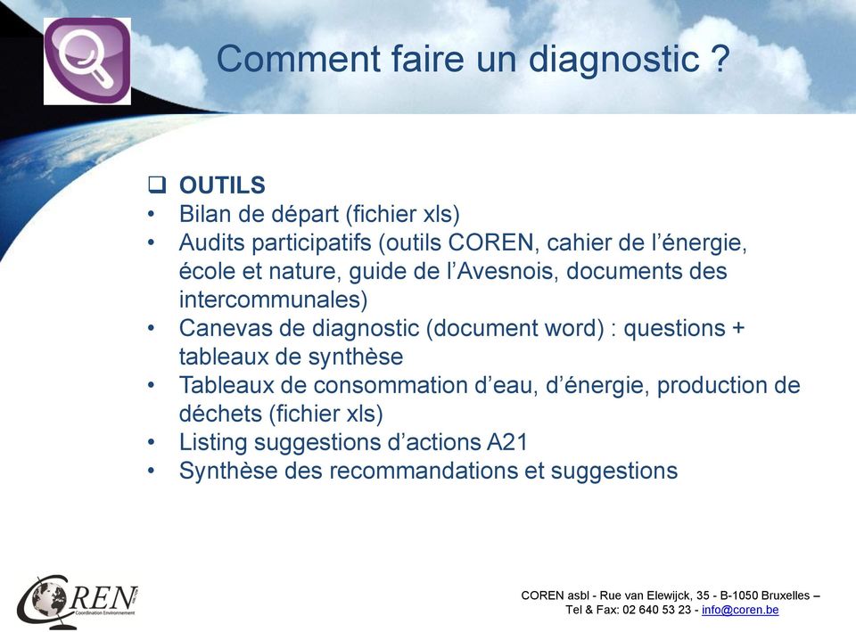 nature, guide de l Avesnois, documents des intercommunales) Canevas de diagnostic (document word) :