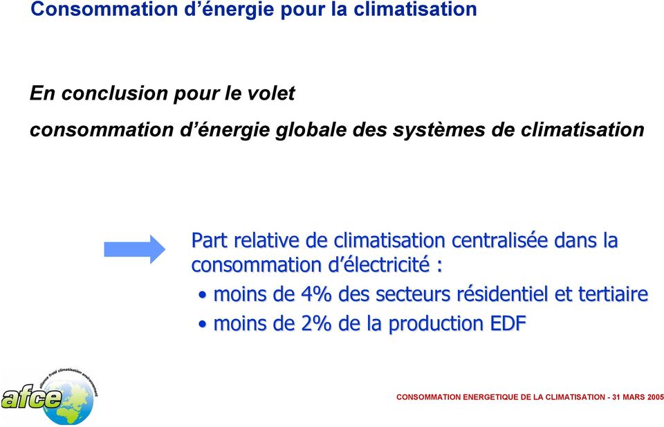 de climatisation centralisée e dans la consommation d éd électricité :