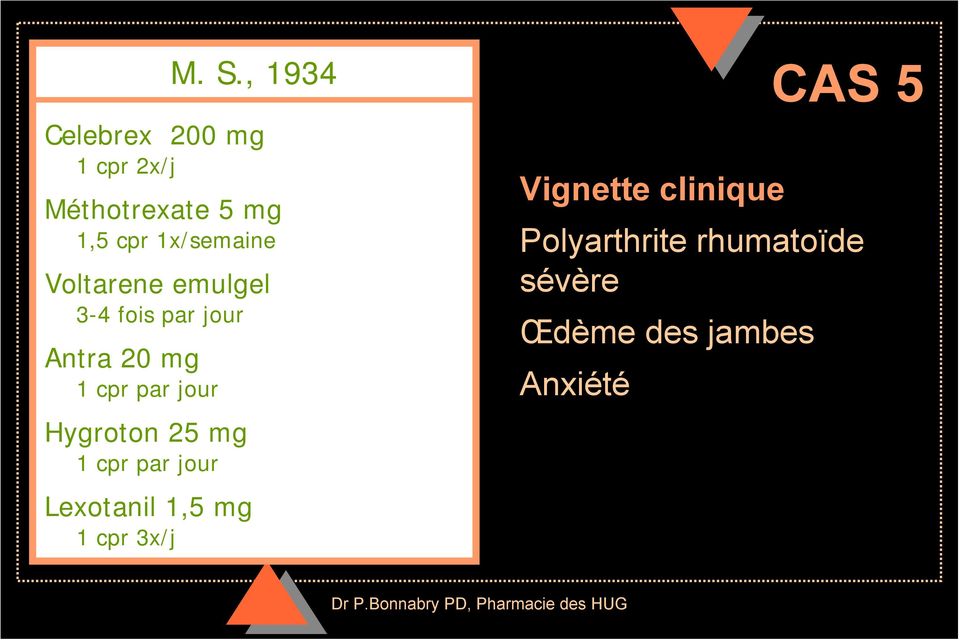jour Hygroton 25 mg 1 cpr par jour Lexotanil 1,5 mg 1 cpr 3x/j