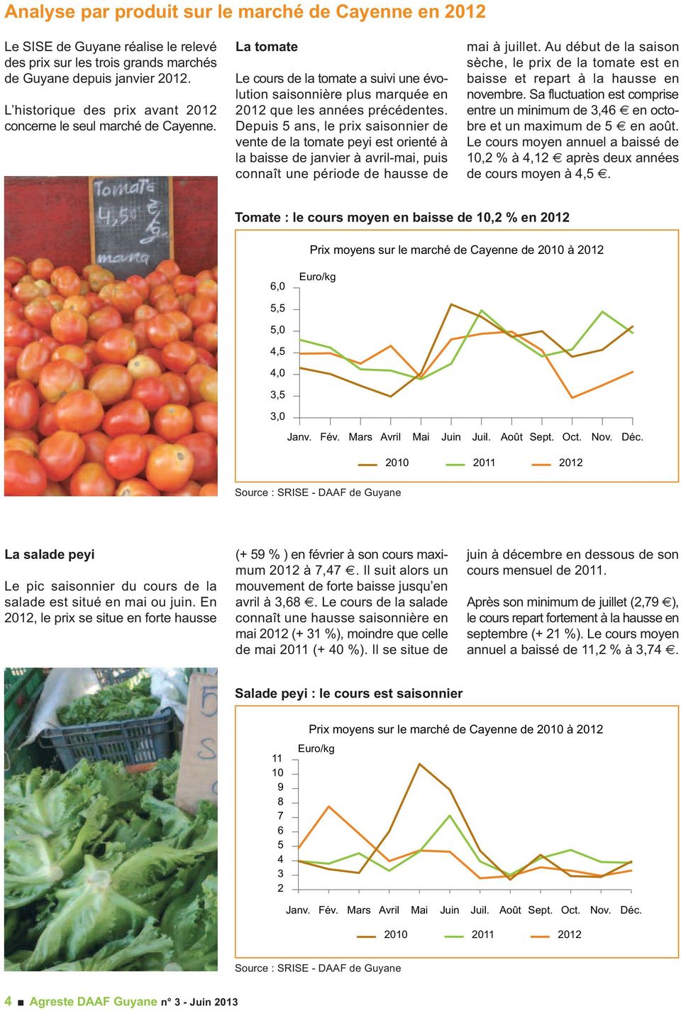 Depuis 5 ans, le prix saisonnier de vente de la tomate peyi est orienté à la baisse de janvier à avril-mai, puis connaît une période de hausse de mai à juillet.