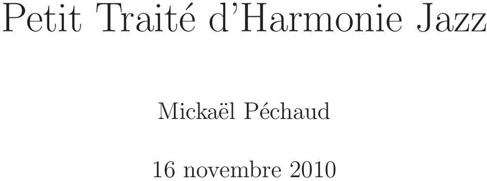 Petit Traité d Harmonie Jazz - PDF Téléchargement Gratuit